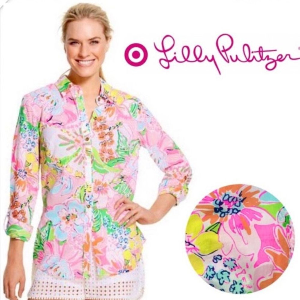 Lilly Pulitzer for Target Lightweight Cotton Print Shirt XS